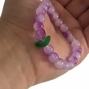 Lavender Bloom Beaded Bracelet