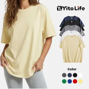 Yito Women’s Lightweight Cotton Crew Neck T-Shirt, Loose Fit Short Sleeve Workout Tee for Summer Gym Sessions, Casual Wear, and Everyday Comfort