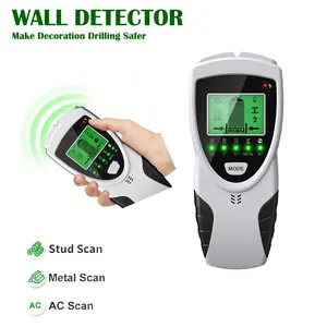 AKIHALO 5-in-1 HD LCD Wall Scanner Stud Finder with Non-Slip Feature, Battery Powered, AA Non-Rechargeable Battery, Gray Color, Digital Display