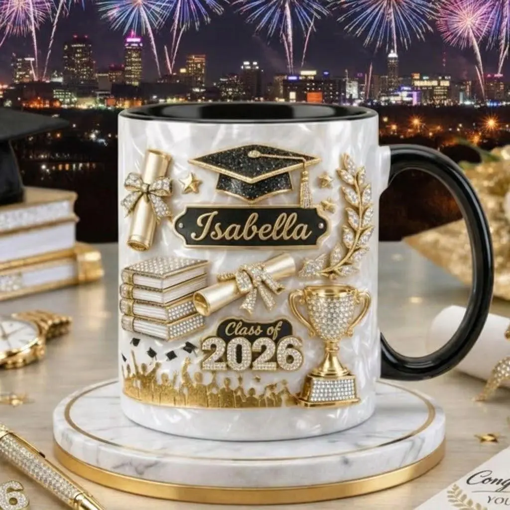 [Custom Name] Personalized Graduation Mug, 2D Printed 3D Effect Coffee Cup for Class of 2026, Custom Name Senior Graduation Mug for High School or College Graduates, Keepsake Coffee Mug, Perfect Graduation Day Gift Idea from Family and Friends