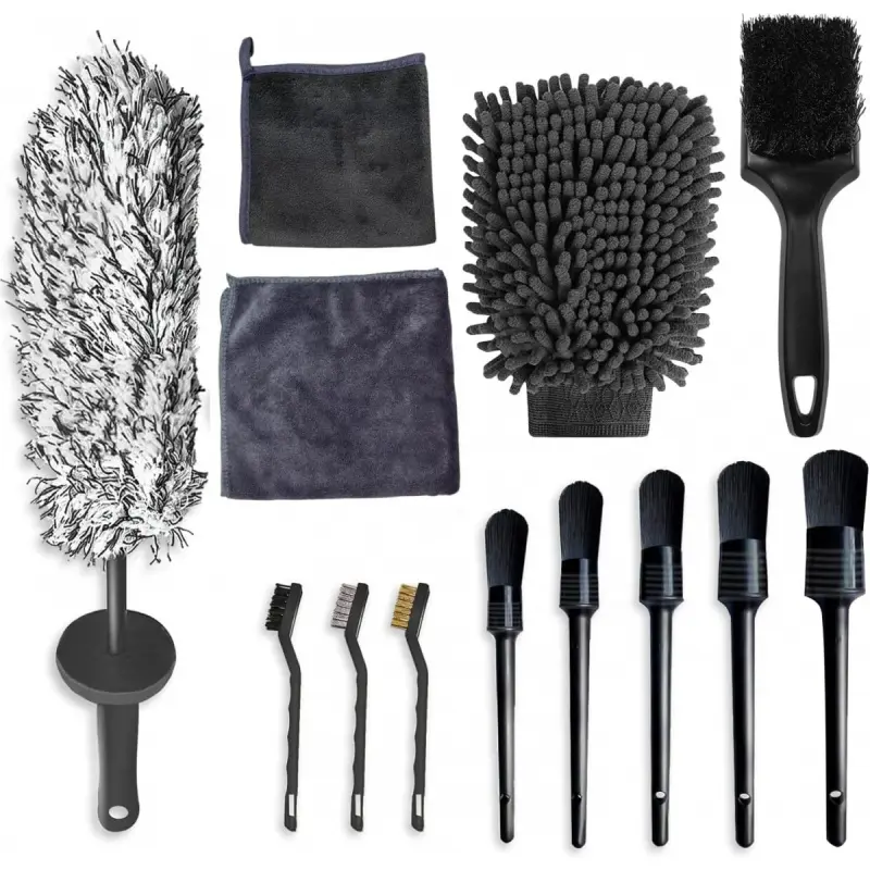 13 PCS Car Wash Tool Cleaning Kit with Storage Bag - Microfiber Mitts, Drying Towel, Waffle Cloths, Alloy Wheel Brush, Valeting Essentials, Set, Car Detailing Accessories, Car Wash Kits, Car Cleaning Supplies