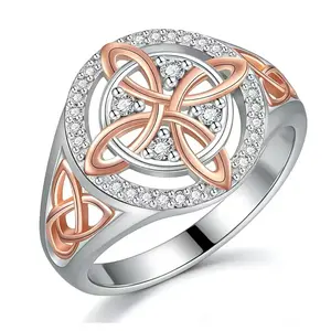 Rose Gold Plated Witches Knot Ring, Anillo Nudo de Bruja Original Celtic Knot , Cubic Zirconia Decorated Witch’s Knot Ring, Witchtok Witch  Pagan  for Devotion and Protection Valentine’s Day gift crystal jewelry jewelry pagan jewelry