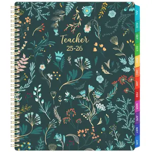 Teacher Lesson Planner 2025-2026, from July 2025 to June 2026, 9" x 11", Spiral Bound,Lesson Plan Book with Colourful Monthly Tabs, Inner Pocket