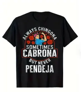 Baddie Attitude Statement Tee - Chingona Cabrona Spanish Slang Graphic, Regular-length T-shirt  Personalized short-sleeved T-shirt  Soft and comfortable  Sporty and casual.