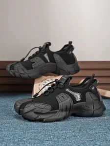 1 Pair Men's Knit Chunky Sneakers | Street Trendy Style | Breathable Knit Upper + Anti-Slip Rubber Sole + Soft Lining | Daily Outings/Commute Wear, Must-Have Versatile Comfort Shoes for Trendsetters Chunky Athletic Shoes Non Slip Sneakers