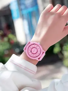 Women's Cute Style Magnetic Silicone Strap Casual Water Resistant Round Dial Quartz Watch, Casual Trendy Analog Watch for Daily & Party As Gift, Fashionable Wristwatch