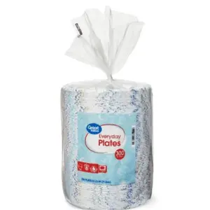 200 Count 8.5" Everyday Disposable Paper Plates Round Soak Proof Microwave Safe for Meals, Snacks, and Desserts