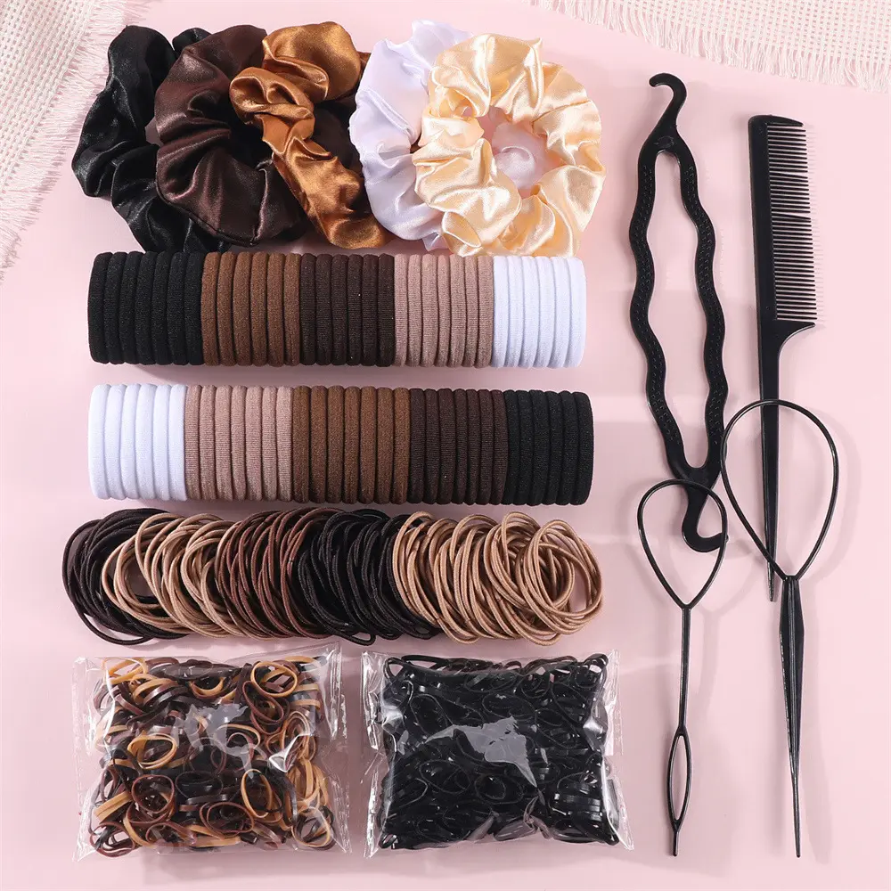 Ultimate 1109PCS Hair Accessories Set – High Elastic Hair Ties, Colorful Rubber Bands & Hair Bun Tools