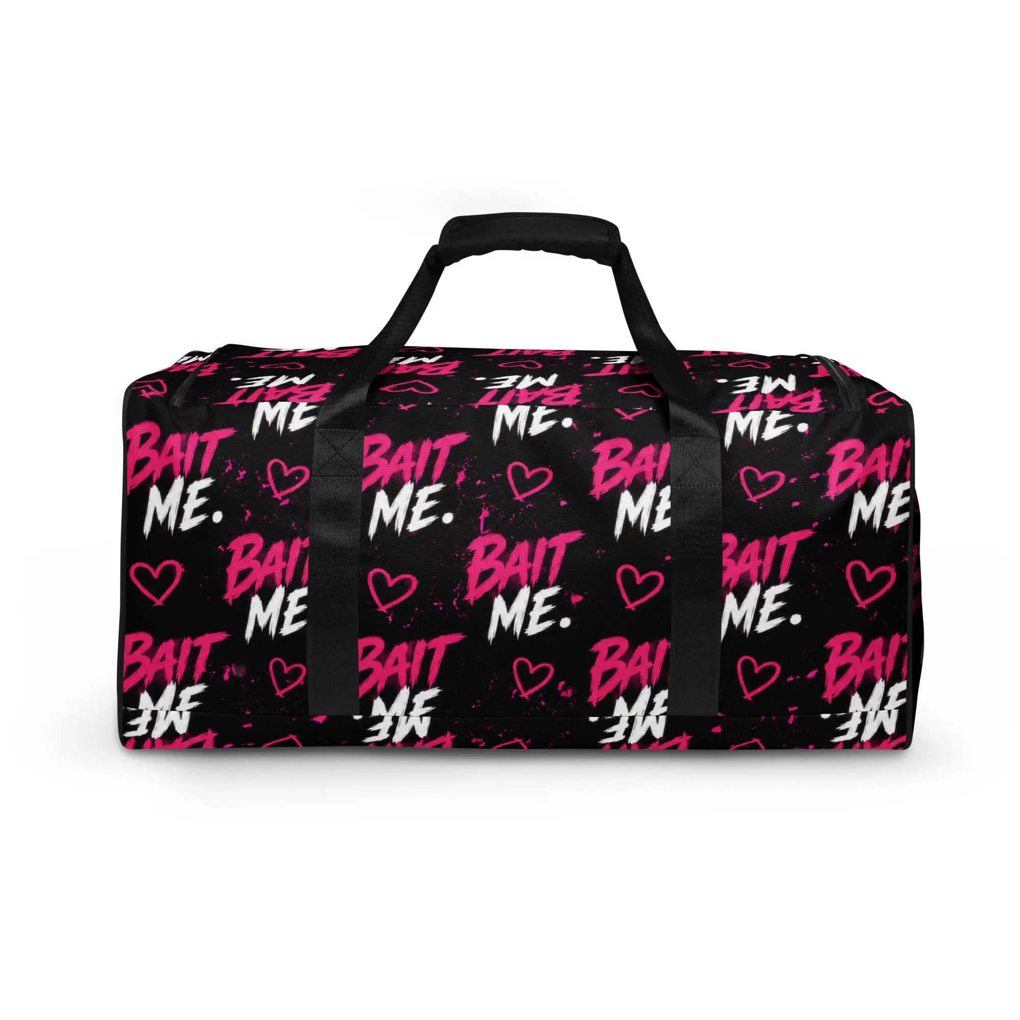 Bait Me. Travel Duffle Bag – Neon Pink Weekender Gym & Overnight Bag