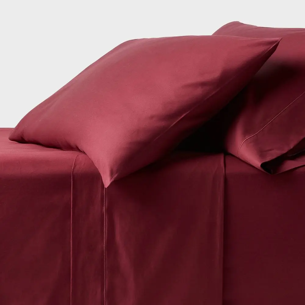 Threshold 4pc Hotel Collection Sheet Set - 800 Thread Count, Single Baratta Wine Red, Hotel Use, Luxury Look
