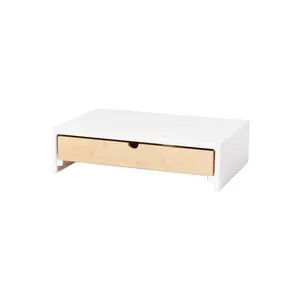 White Monitor Stand with Drawer for PC, Computer, Laptop,TV, Printer- White