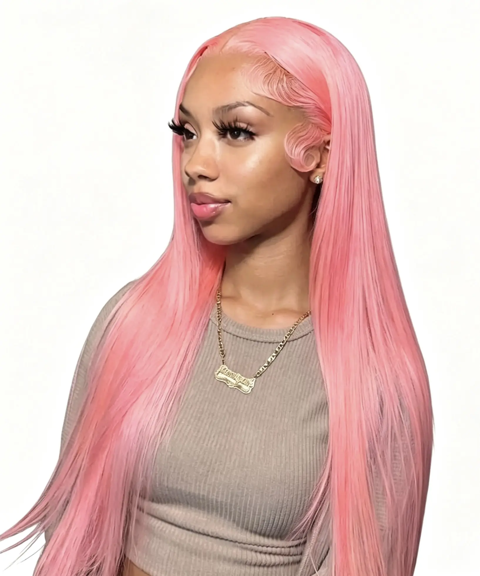 YesWigs Pink Wig 13x4 HD Lace Front Human Hair Wigs For Black Women Brazilian Pre Plucked Straight HD Lace Frontal Wigs Human Hair 36 30Inch 180% Density Light Red Pink Human Hair Wig With Baby Hair