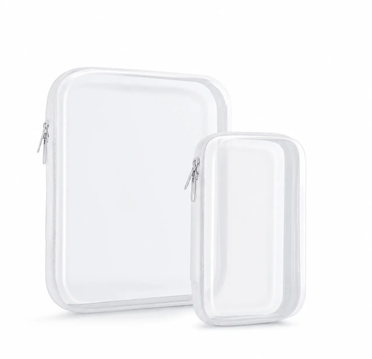 Clear Organizer Storage Box Set with Zipper Transparent PVC Hard Storage Containers for Makeup, Skincare, Jewelry, Girl Stuff, Toiletries, Cosmetics, Toys, Craft Supplies, Office Accessories & Travel Organization