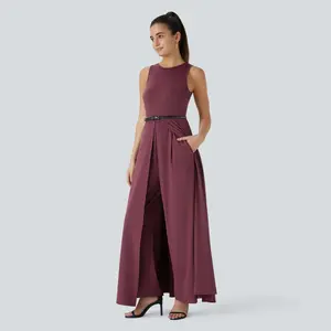 Halara Breezeful Zipper Sleeveless Side Pocket Contrast Quick Dry Bridesmaid and Wedding Guest Jumpsuit