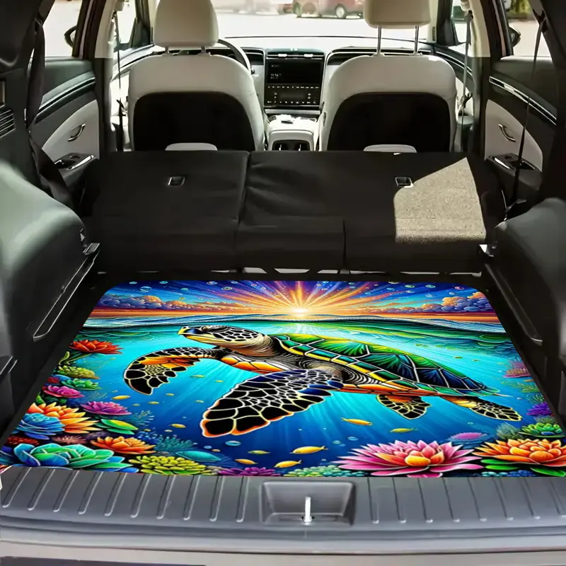 1 Ocean-style Turtle Pattern  Trunk Mat, Material, Bright Colors Add Vitality to the Interior. Suitable for All  Models, Easy to Clean and Protect the Trunk from Scratches. Unique Design to Show Personality and Make Every Trip Fun. Car Accessories