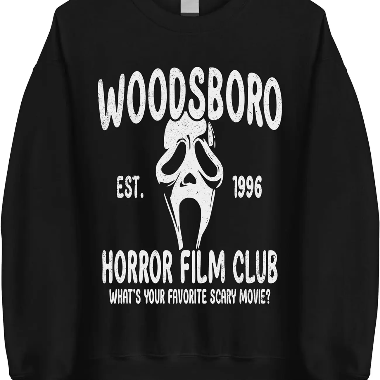boony Woodsboro Horror Film Club Sweatshirt - Ghostface Movie Halloween Crewneck Tshirt, Hoodie and Sweatshirt M