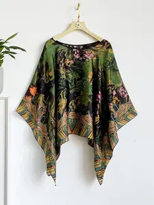 French Luxe Plant Print Silk Feel Hooded Shawl, Windproof Sandproof Soft Scarf Wrap, Fashionable Versatile Accessory for Styling