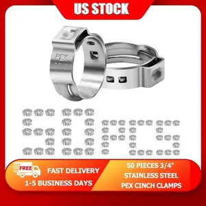 3/4" inch PEX Stainless Steel Clamp Cinch Rings Crimp Pinch Fitting 50 pcs