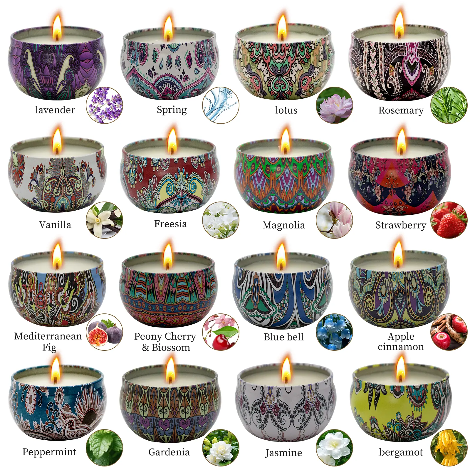 Scented Aromatherapy Candles 16 Pack 2.5oz Each Relaxing Soothing Fragrance with 320 Hour Long Lasting Burn. Even Clean Premium Wax for Home Decor, Relaxation & Gifts for Women on Special Occasions