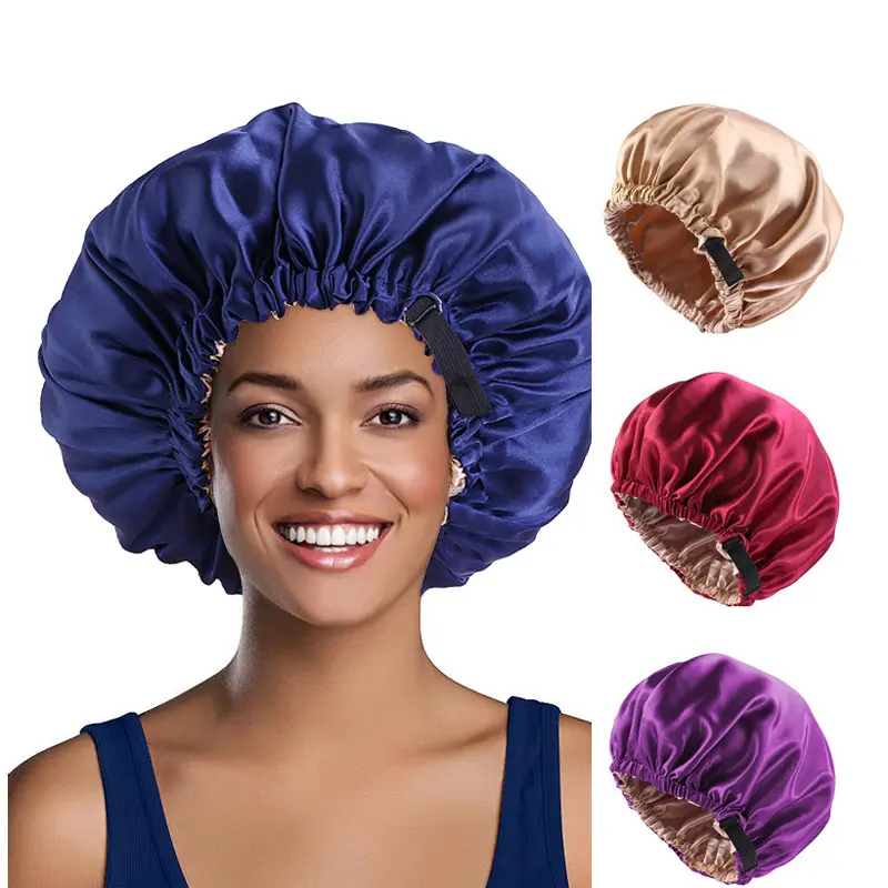 Adjustable Satin Bonnet Double Layer Satin Bonnet Hair Bonnet for Sleeping Bonnets for Women Hats Curly Natural Hair