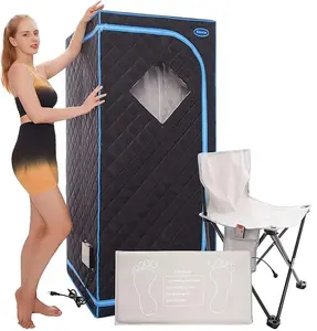 Portable Far Infrared Sauna for Home, Full Body Personal FIR Sauna Box with 700W Heating Panels, Foldable Indoor Sauna Tent with Chair