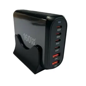 Famous TECH Shop 160W USB C Charger Block Super Fast Charging Type C A QC3.0 Station for iPhones Galaxy iPad Android Black
