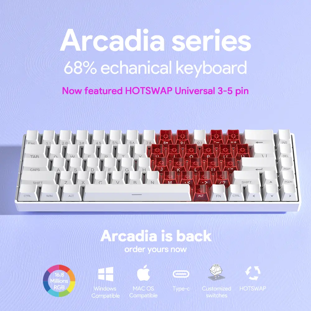 ZIFRIEND TK68 Mechanical Mini 60% Keyboard 68 Keys Layout Ergonomic Design Hot-Swappable Mint Switch RGB Backlit Type-C Wired Gaming Keyboard for Office and PC – Full Key Anti-Ghosting, Compatible with Windows & Mac, TK68 Ergonomic