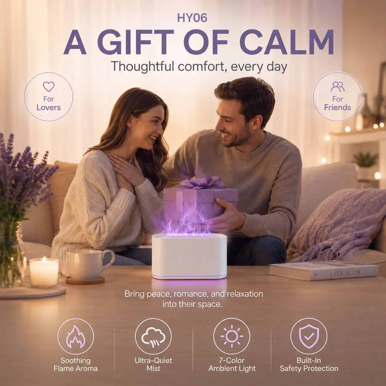 LED Aroma Mist Diffuser with USB Power, Compact Cool Mist Humidifier with Color Light for Bedroom, Office, Desk and Home