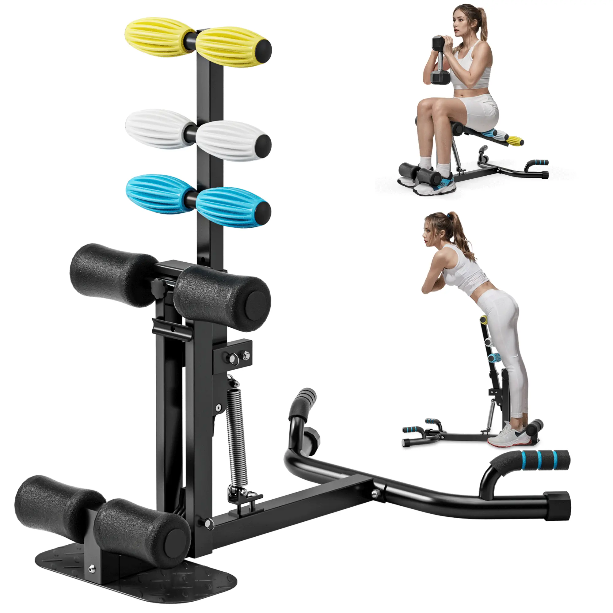 Deep Squat Machine for Women, with Roman Chair Function, Adjustable Glute Machine Targets Core, Leg and Abs Exercise, Push Up Workout Equipment at Home Gym