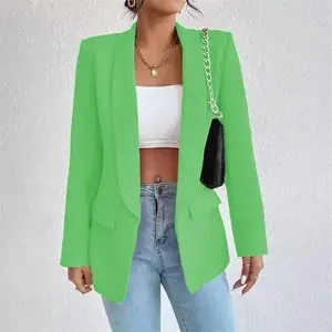 Women's and Women's Plus Relaxed Scuba Knit Stretch Blazer with Scrunch Sleeves, Sizes S-3X Tops Fit