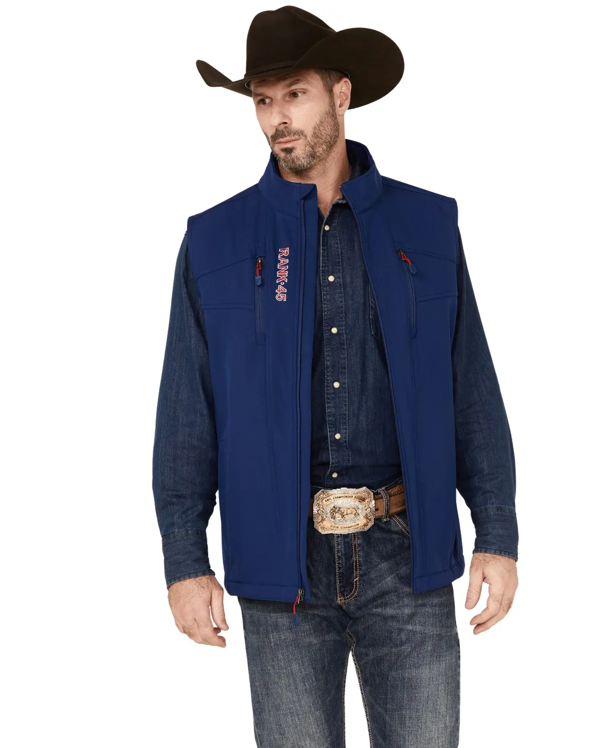 Rank 45 Men's 45&Reg; Men'S Ralington Embroidered Softshell Vest - Rmsp23v3-Dk Blue