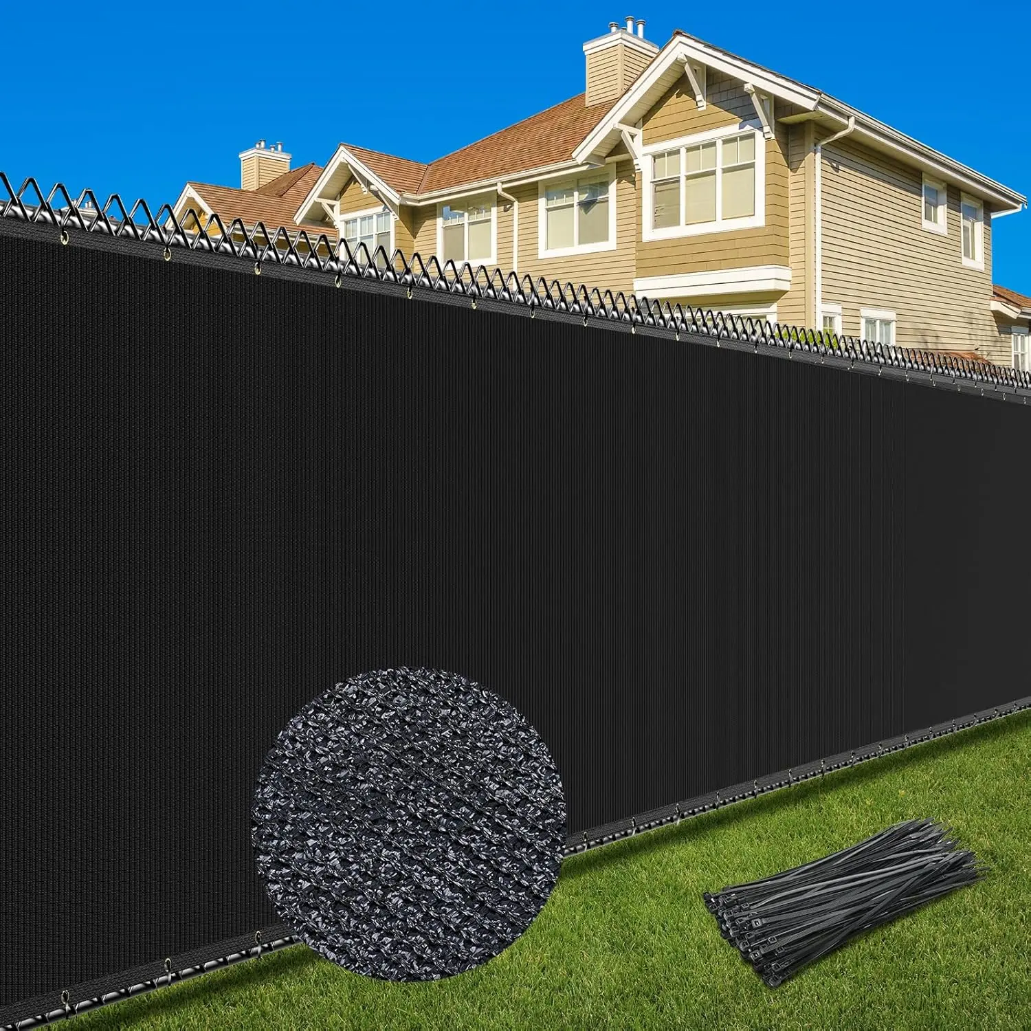 6X50FT  Screen Fence, Heavy Duty Fencing Shade Cover, 170GSM 90% Blockage Mesh Shade Net for Wall Garden Yard Backyard (6 ft X 50 ft, Black)