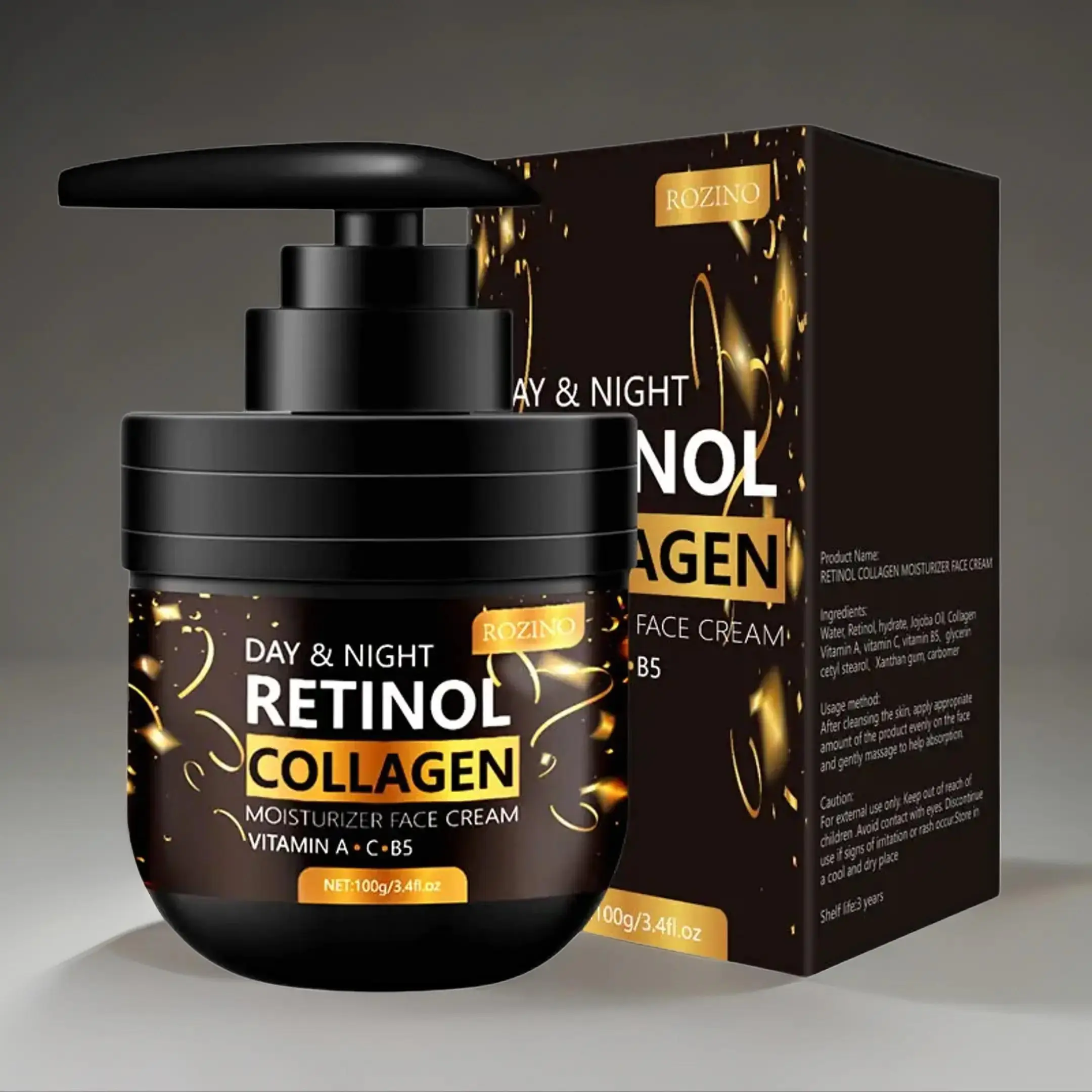 100g Retinol Collagen Radiant Moisturizing Silky Cream, 1 Count Hydrating Moisturizing Facial Smooth Skin Care Day Cream Night Cream, Rejuvenating Face Moisturizer Skincare Product, Face Lotion for Women and Men Most Skin Types, Hydrate