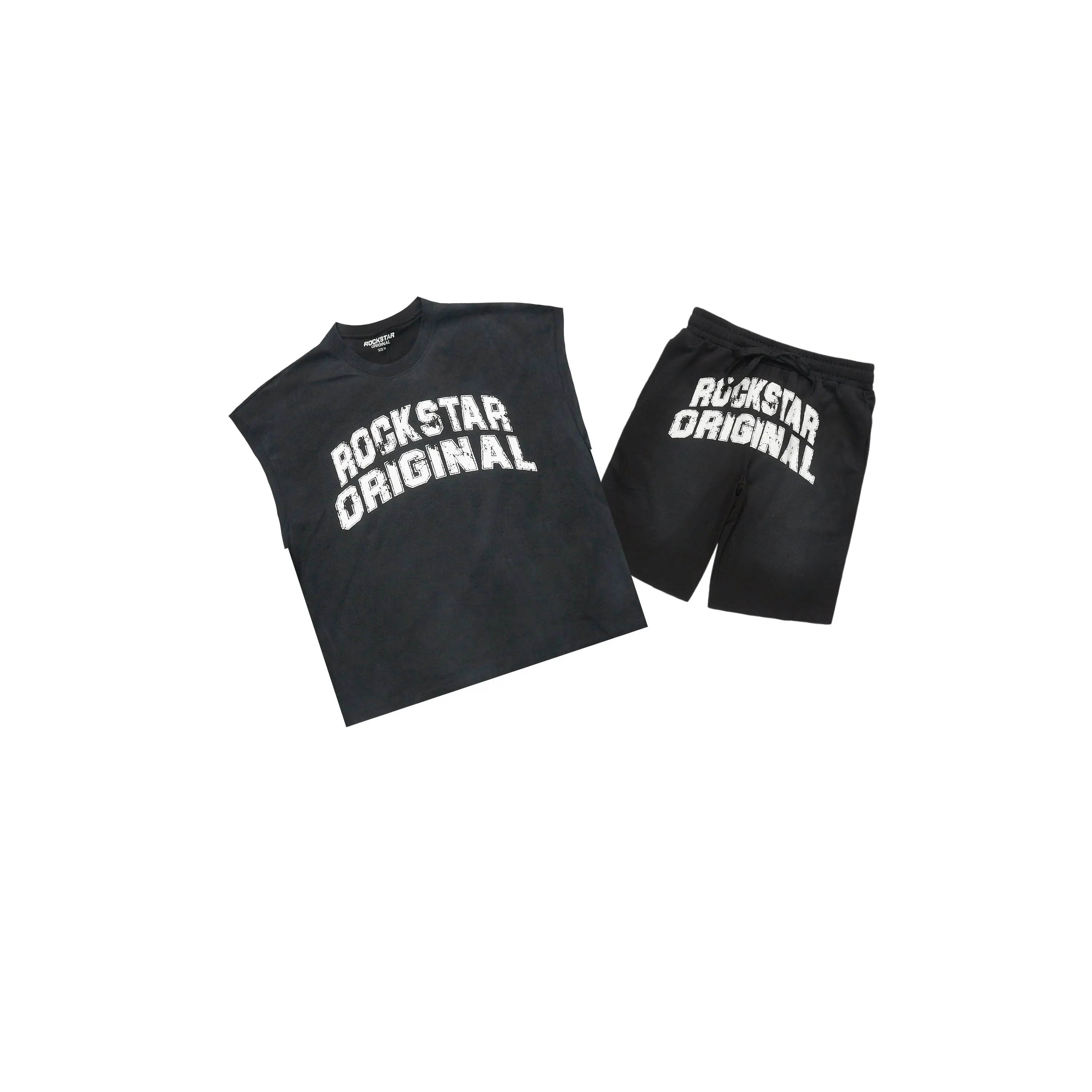 Tumo Black Cut Sleeve Crop Boxy Tee Short Set