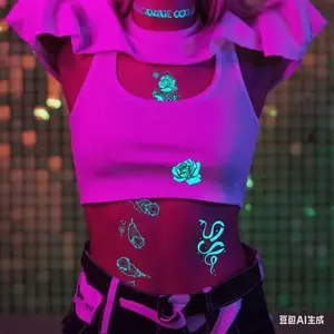 Glow in the Dark Tattoo Stickers - Waterproof & Long-Lasting for Music Festivals, Raves, and Nightclubs