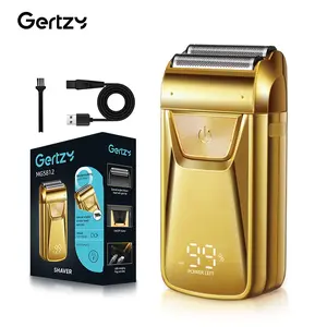 GERTZY Men's Beard Trimmer Cordless Beard Trimming Dual Layer Precision Stubble Groomer for Father Husband Boyfriend, Christmas Birthday Gifts, Rechargeable Mustache Trimmer with LCD Battery Indicator