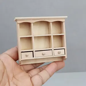 1:12 Unfinished Wooden Cabinet & Wardrobe Dollhouse Miniature Furniture Set for DIY, Perfect Christmas Gift Idea