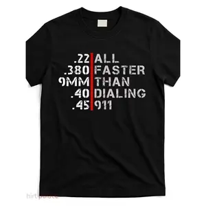 Womens Funny Graphic Short Sleeve Crewneck Tee Soft Cotton Casual Streetwear Black Ammo Caliber Faster Than Dialing 911 Print Mothers Day