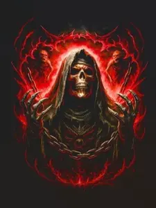 Halftone Skull Art Ready-to-Press DTF Heat Transfer - Hot/Cold Peeling, for Black Fabric, Cotton/Polyester Compatible, 300-320°F Firm Press Instructions
