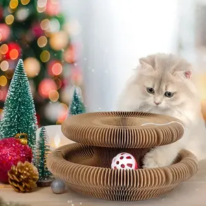 Kitty Curls Cat Toy - Foldable Accordion Cat Scratcher with Ball - Magic Organ Cat Scratch Board for Interactive Play - Calming Features