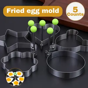 5 Counts Pancake Molds, Dishwasher-Safe Stainless Steel Molds - Quick Release & Hand Washable Baking Utensils Bakeware