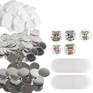 VEVOR 200 Sets 3 inch 75mm Pin Back Button Parts, DIY Round Button Badge Parts, Set Includes Metal Top, Plastic/Metal Button, Clear Film, and Blank Paper For Gifts Presents, Machine NOT Included