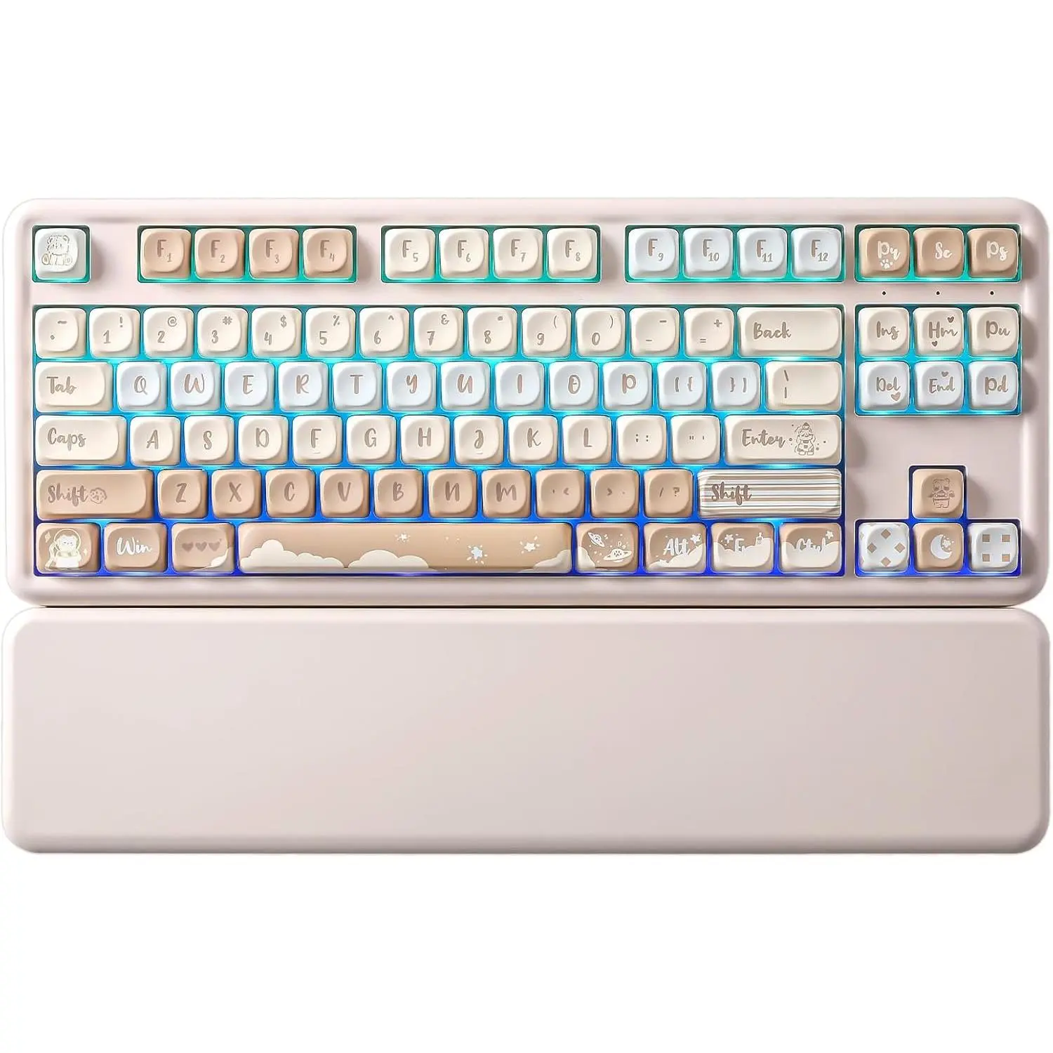 B87  Mechanical Keyboard,QMK/VIA Programmable,TKL Layout 87 ,BT/2.4G/USB-C,Hot Swap Gasket Mount RGB Backlit Gaming with Wrist Rest for Win/ (Butter, Cocoa Cream V2)