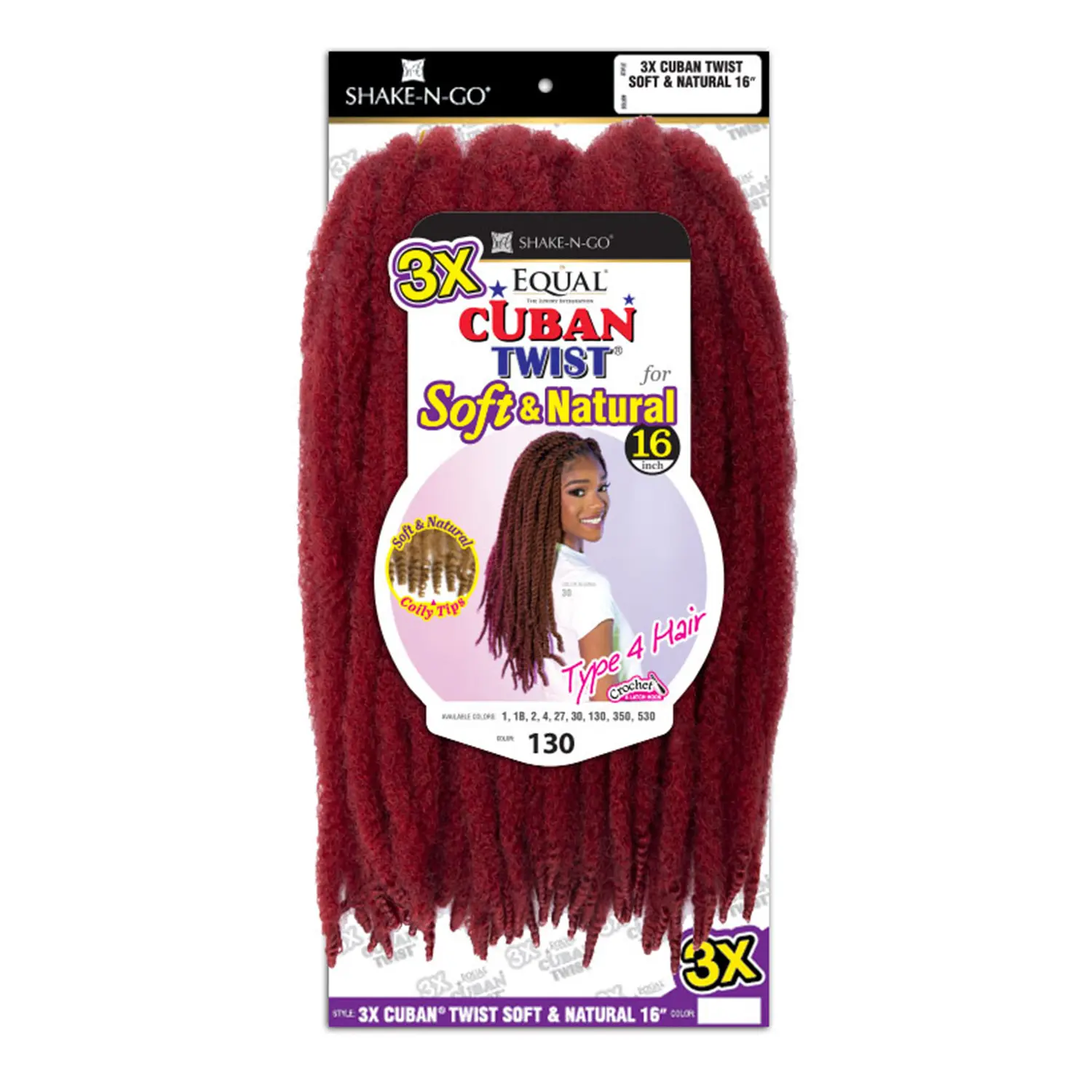 FreeTress Equal 3X Cuban Twist Crochet Braids 16", Soft N Natural Synthetic Hair, Pre-Stretched with Pre-Curled Tips, Crochet Braids Synthetic Braided Lace Wigs