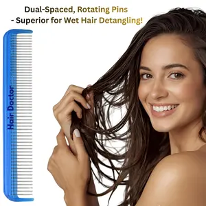 Hair Doctor Dual-Spaced Vanity Comb with Rotating Pins-Detangle Power with Less Hair Breakage