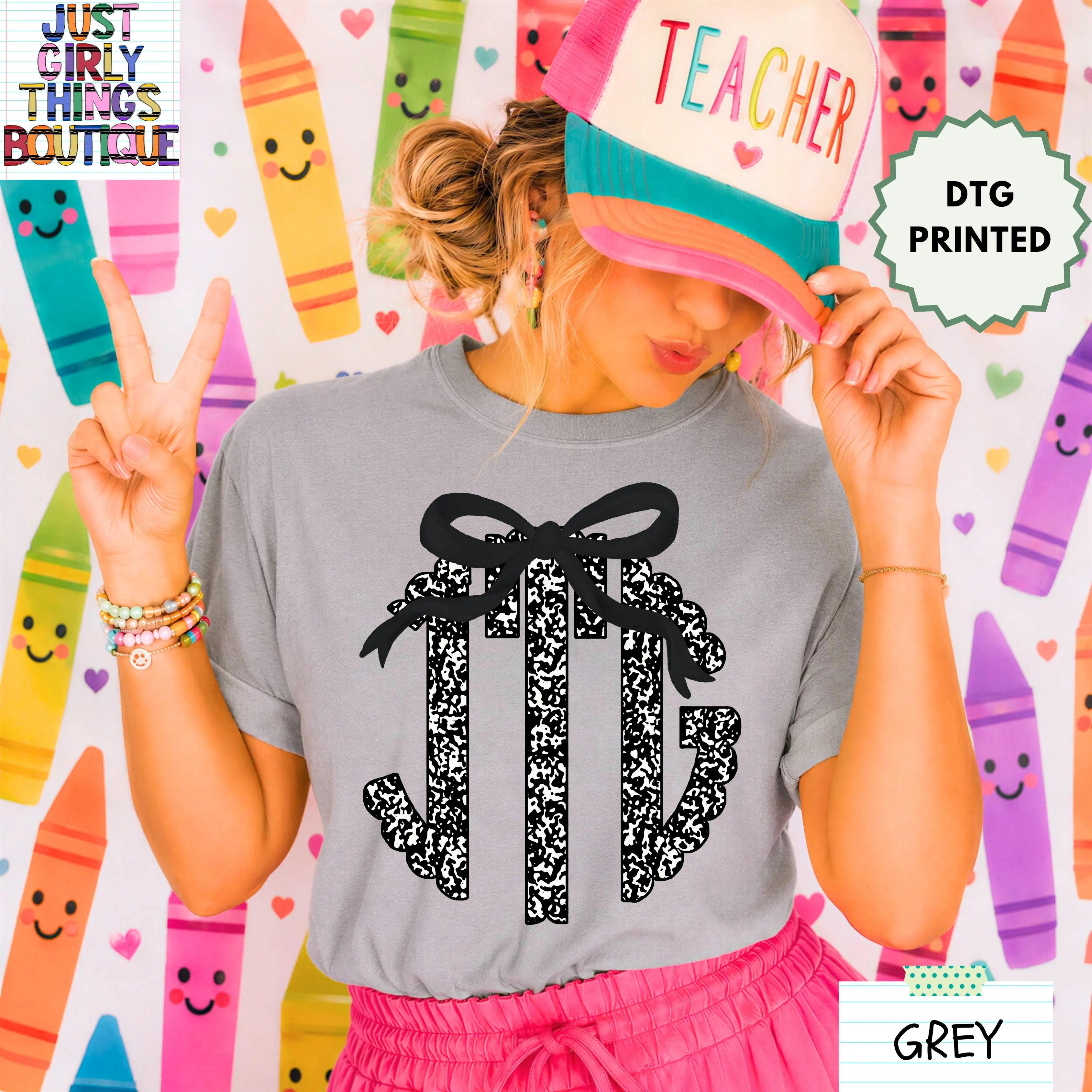 Custom Teacher Composition Notebook Monogram Shirt (Leave First Name Initial, Last Name Initial, Middle Name Initial in Notes at Checkout), Custom Name Shirt, Personalized Name Shirt, Custom Monogram Shirt, Teacher Monogrammed Shirt