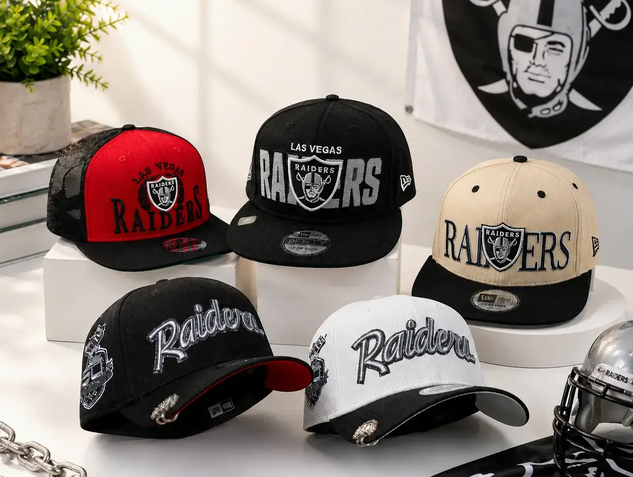 New Era MLB Raiders 9FORTY 59FIFTY Urban Impact Snapback Cap – New Era NFL Raiders Snapback Hat, Premium Embroidered Logo Baseball Cap, Adjustable Flat and Curved Brim Styles, Baseball Hat for Men Women, Unisex Streetwear Sombrero