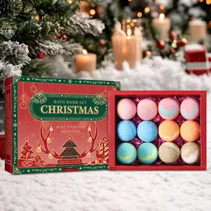 Salt Bath Ball Christmas Gift Set, Ultimate Self-Care Relaxing Spa Kit with Natural Bubble Bath Bombs, Body Care, Gentle, Soothing, No Flammability Risk, The Perfect Self-Care Christmas Present You MUST HAVE!