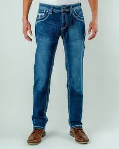Western Bull Men's Cowboy Jeans, Rugged Denim with a Straight-Fit & Regular-Fit Cut, Plain Western Style for Rodeo, 32X32