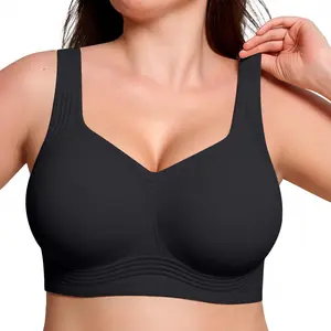 Plus Size Wireless Seamless Bra for Women, Full Coverage No Underwire Comfort Push Up Bralette, Soft Support Lightweight Everyday Lingerie for Curvy